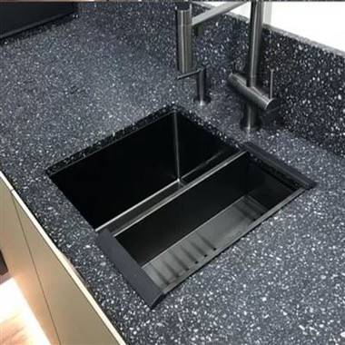 Svartur Terrazzo hella samsett PVC fyrir eldhúsborðplötu